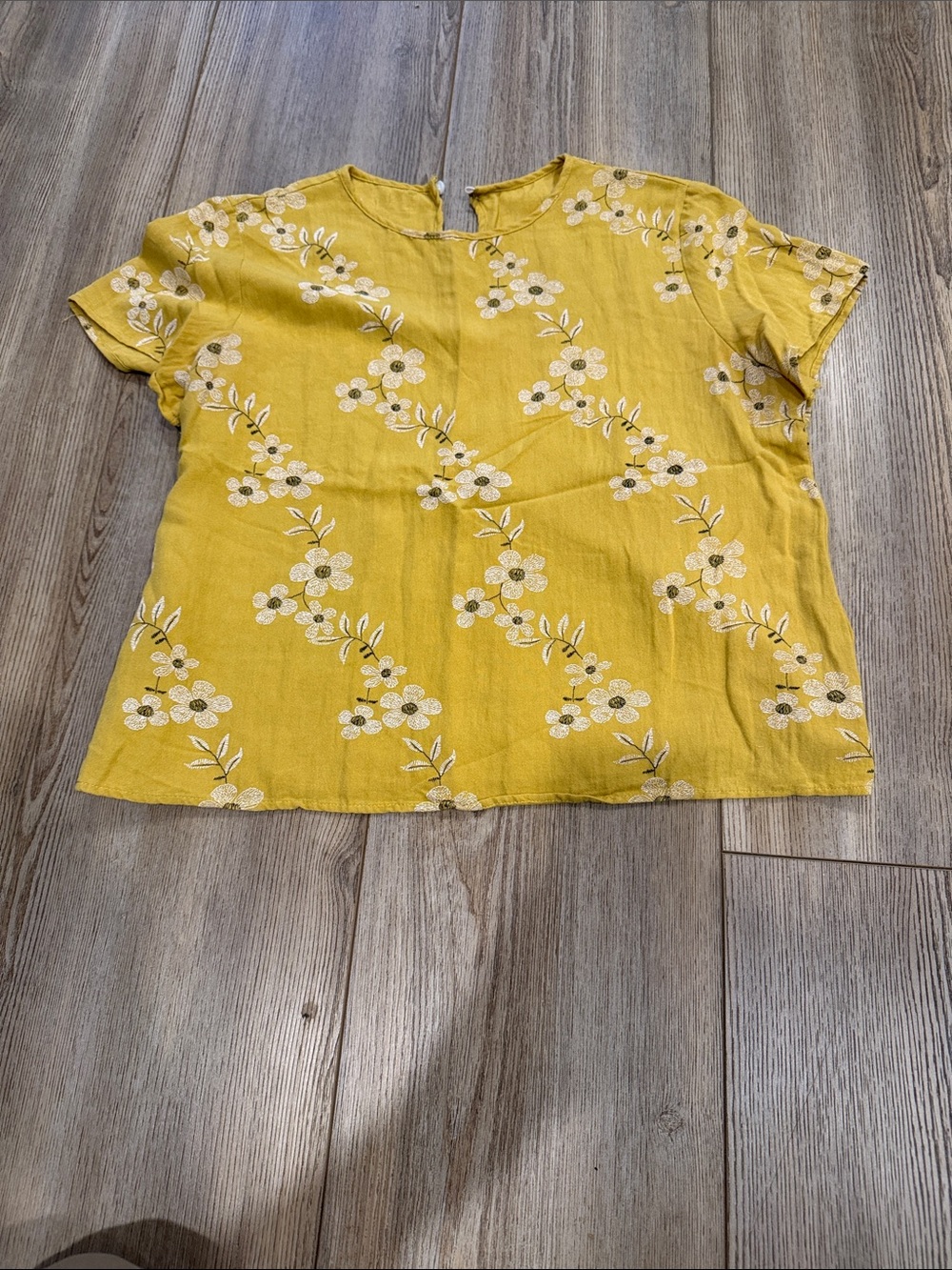 Mustard Yellow Floral Short Sleeve Blouse